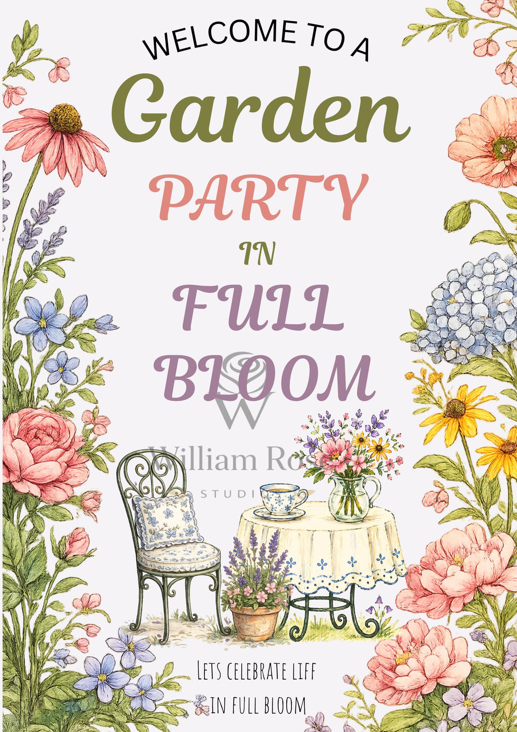 In Full Bloom Garden Party Welcome Sign | Editable Template (Digital Download Only)