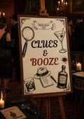 Clues & Booze Murder Mystery Party Sign | Editable Template (Digital Download Only)