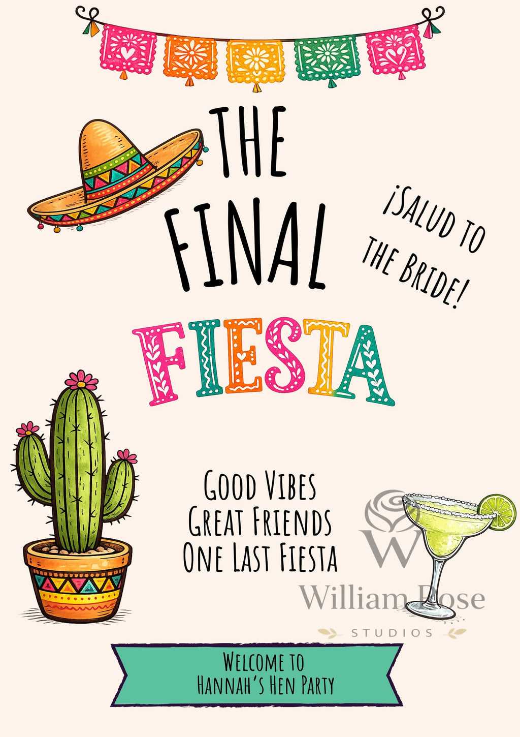 The Final Fiesta Hen Party Welcome Sign Editable Template (Digital Download Only)