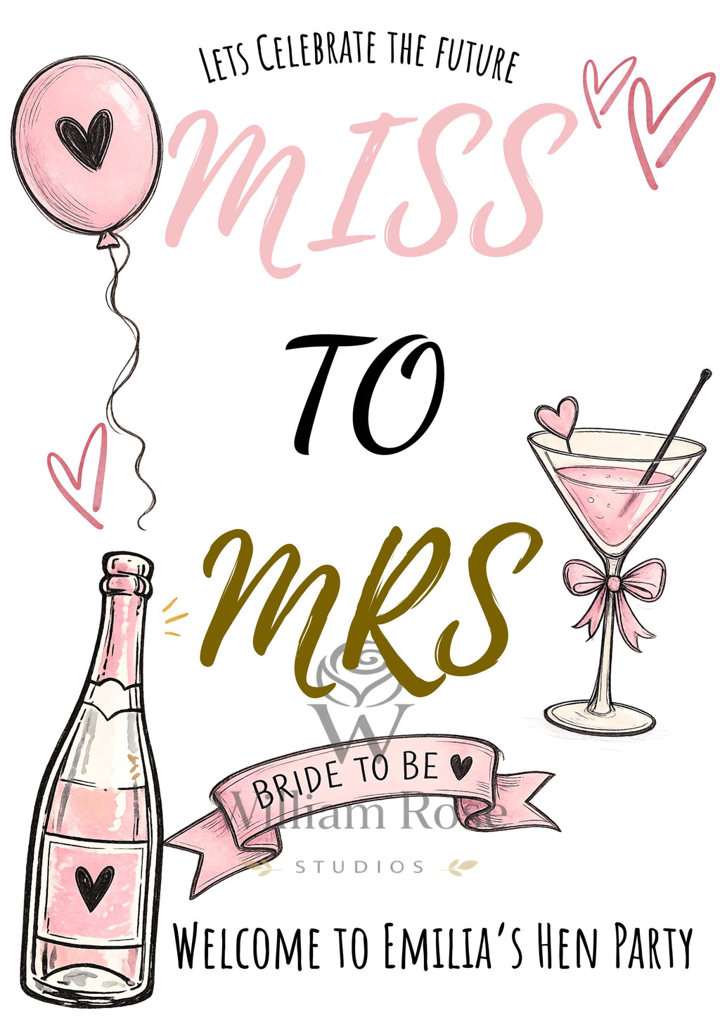 Miss to Mrs Hen Party Welcome Sign Editable Template (Digital Download Only)