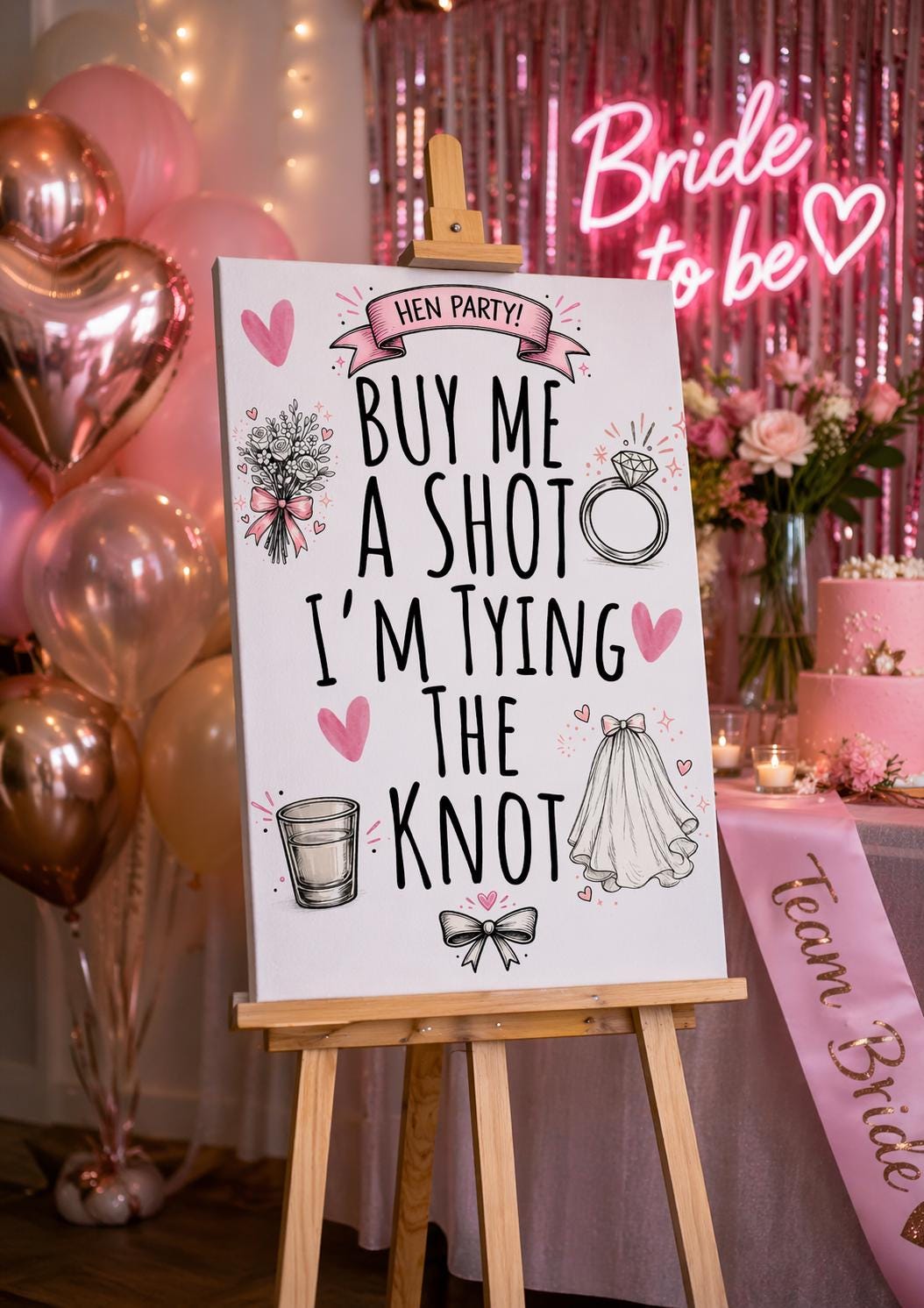 Buy Me a Shot I'm Tying the Knot Hen Party Welcome Sign Editable Template (Digital Download Only)