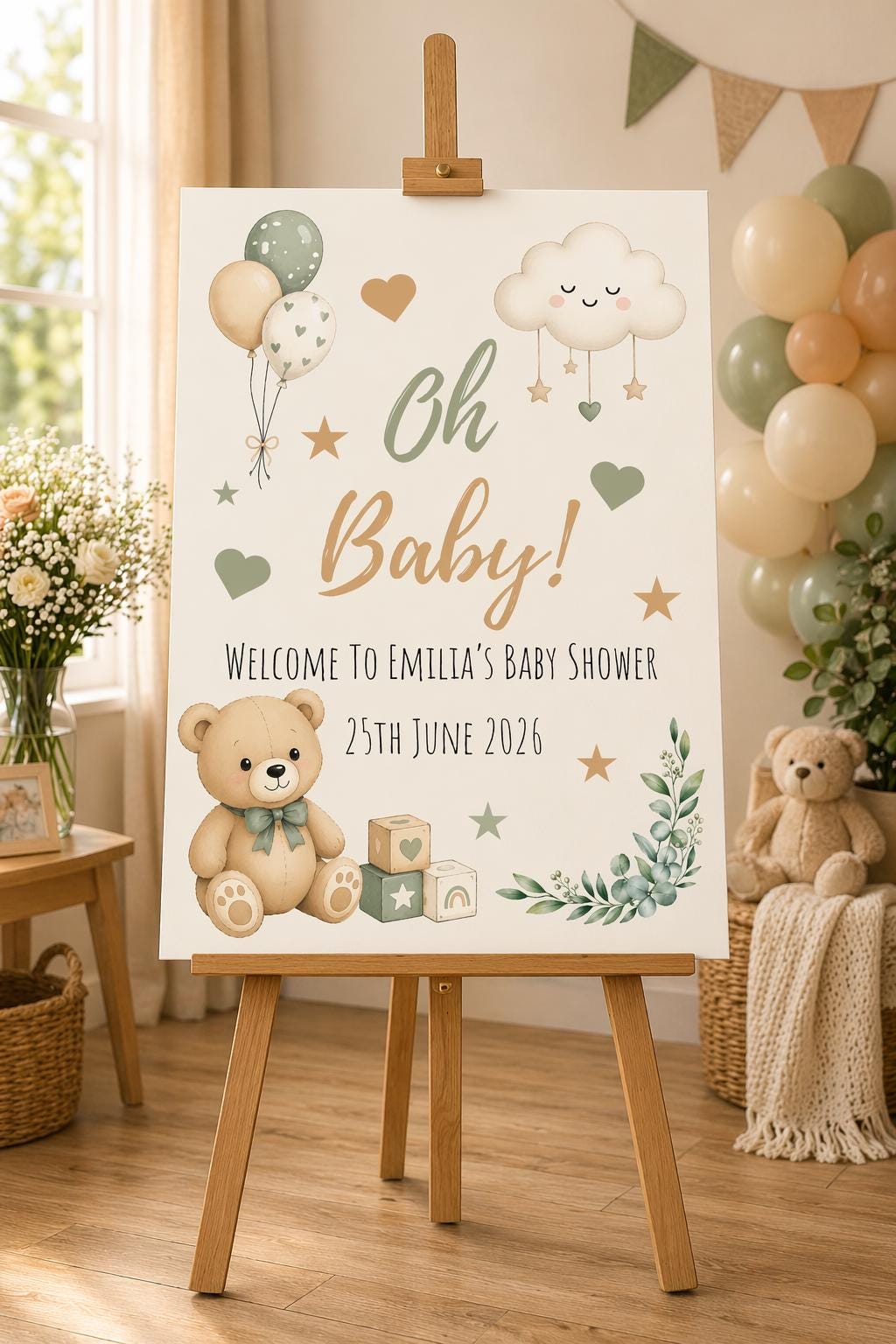 Oh Baby! Baby Shower Welcome Sign Editable Template (Digital Download Only)
