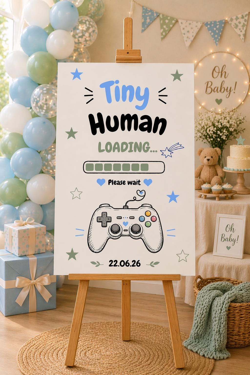 Tiny Human Loading Baby Shower Welcome Sign Editable Template (Digital Download Only)
