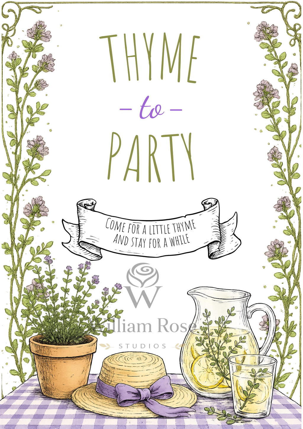 Thyme to Party Garden Party Welcome Sign |  Editable Template (Digital Download Only)