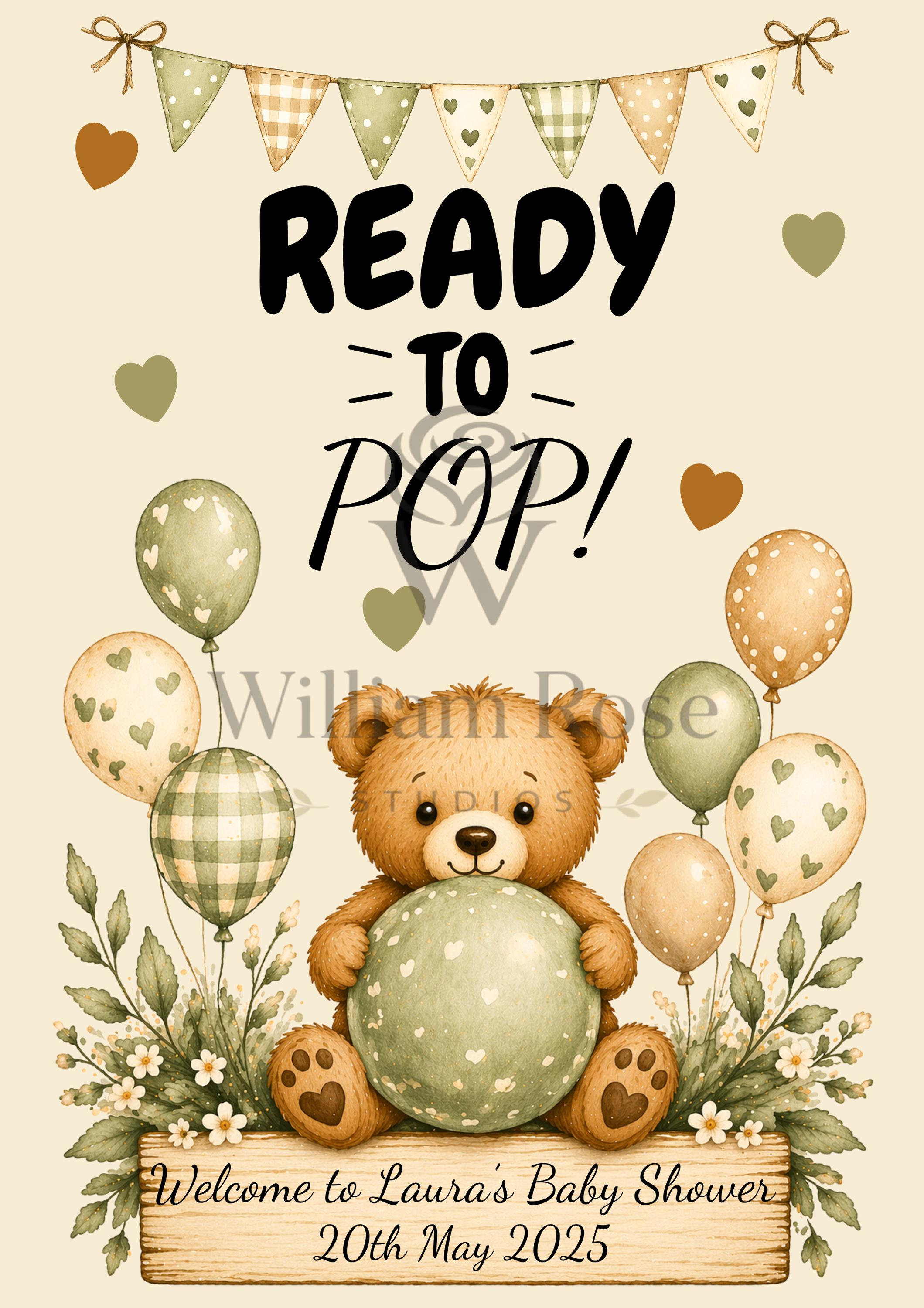 Ready to Pop Baby Shower Welcome Sign Editable Template (Digital Download Only)