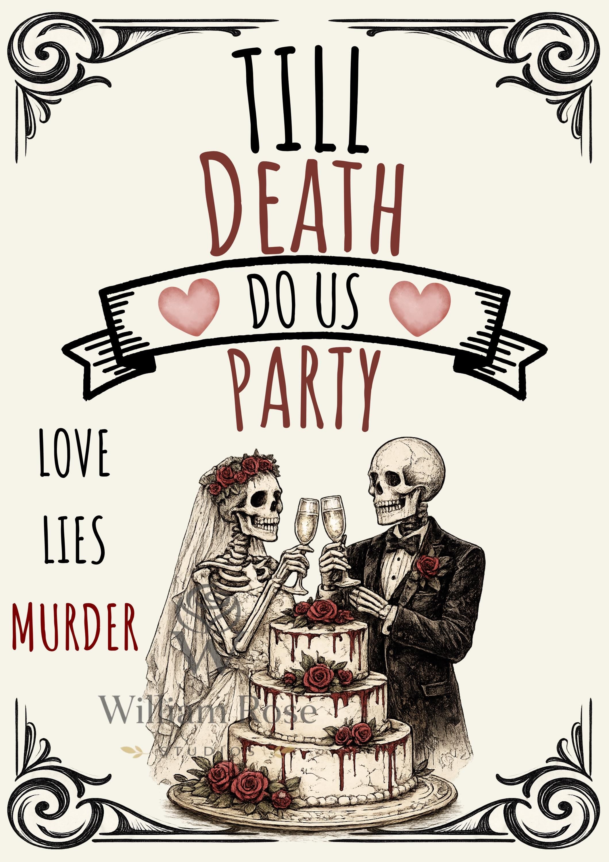 Till Death Do Us Party Murder Mystery Party Sign | Editable Template (Digital Download Only)