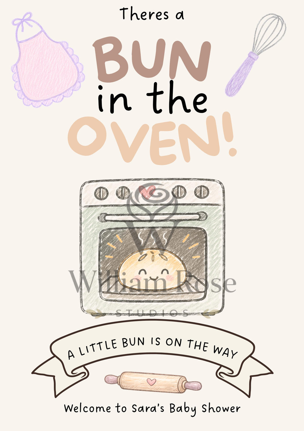 Theres a Bun in the Oven Baby Shower Welcome Sign Editable Template (Digital Download Only)