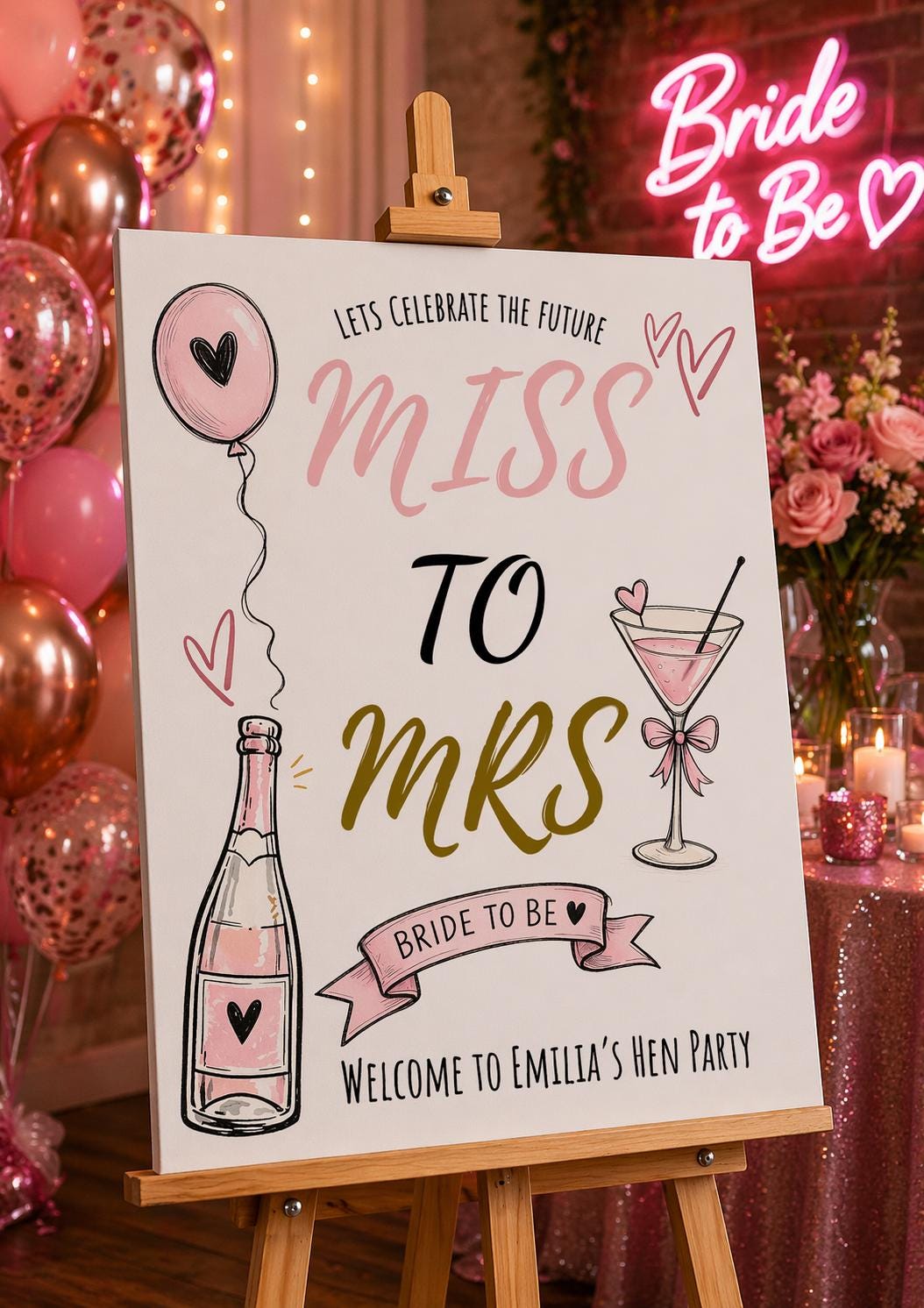 Miss to Mrs Hen Party Welcome Sign Editable Template (Digital Download Only)