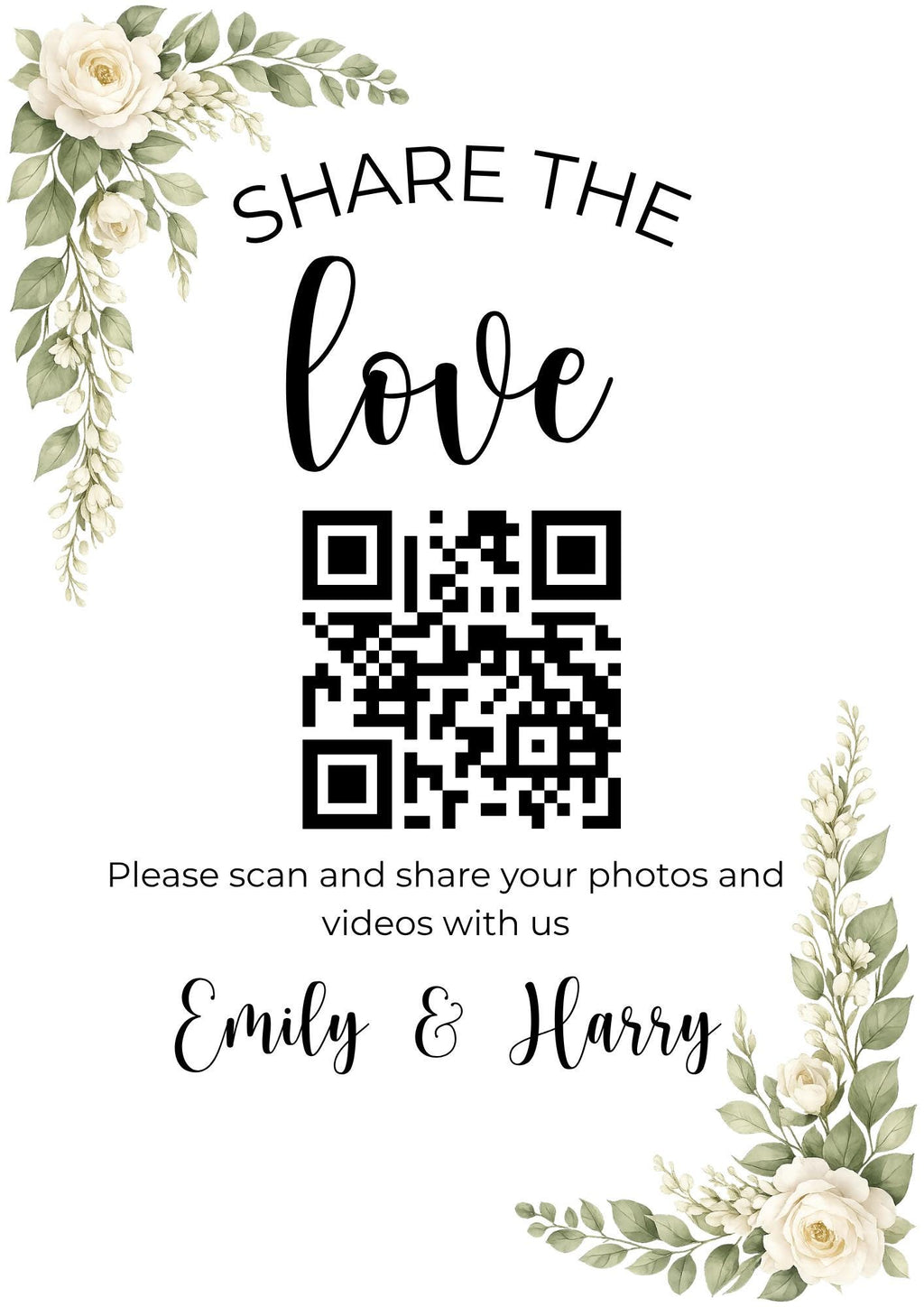 Customisable Wedding Photo Sharing Sign | Editable Template | Digital Download