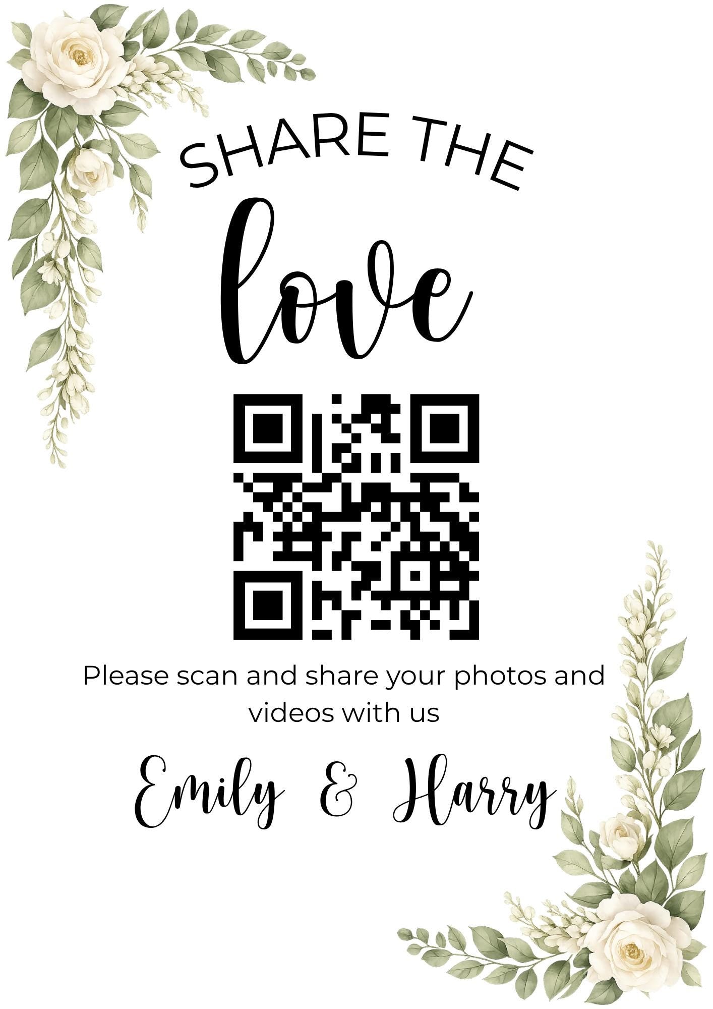 Customisable Wedding Photo Sharing Sign | Editable Template | Digital Download