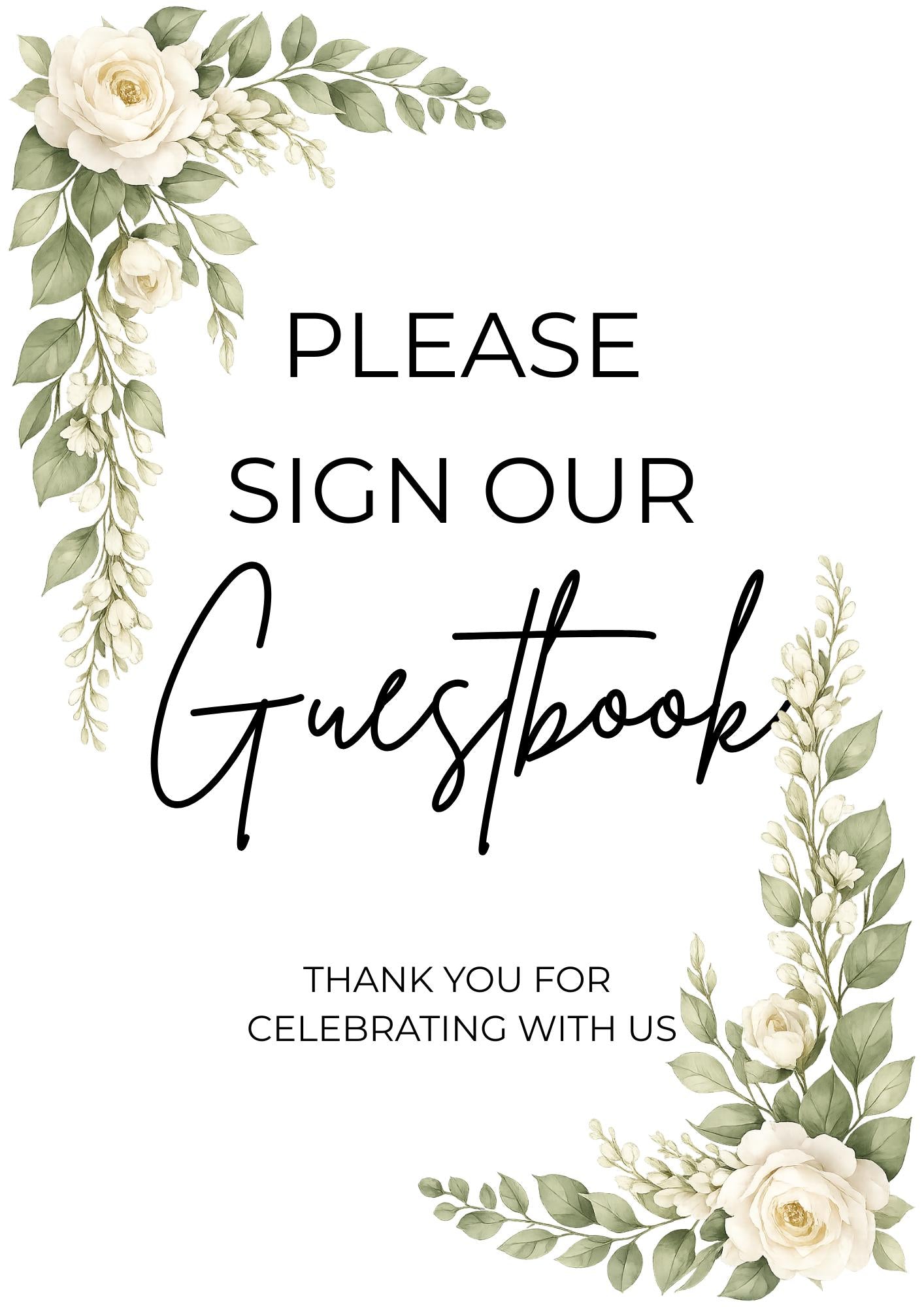 Please Sign Our Guest Book Sign | Editable Template | Digital Download Only
